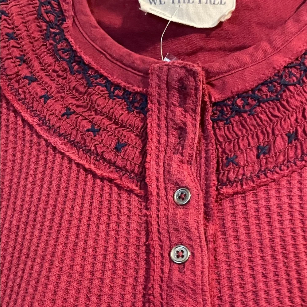 Free People Red Button Down Shirt